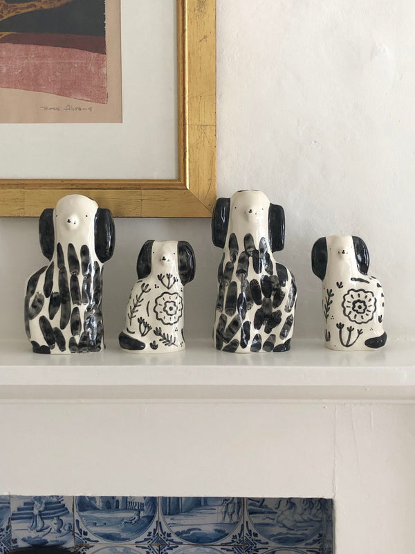 A Pair of Floral Staffordshire Dogs